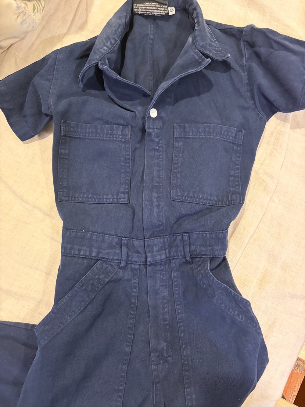 Big Bud Press Navy Blue Short-Sleeve Utility Jumpsuit